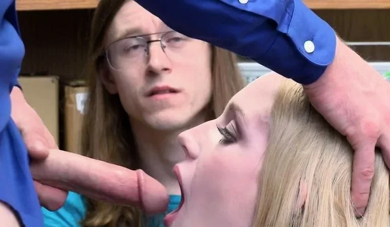 Teen Emma sucks officers big boner