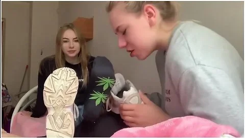 Sniffs Her Sexy Russian Girlfriends Nasty Socks And Licks With Tall Blonde