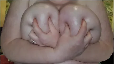 Huge Boobs - Horny Bbw Oily Titty Drop Plays With Boobs And Begs For Cum