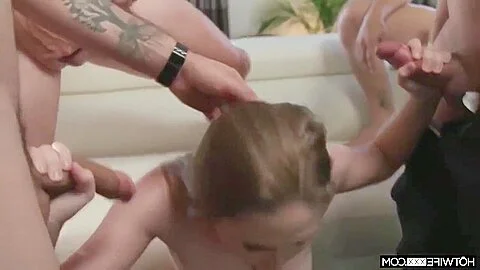 Blonde Wife First Blowbang And Bukkake With Husbands Friend