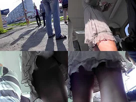Blonde in mini skirt flashes her ass in upskirt mov