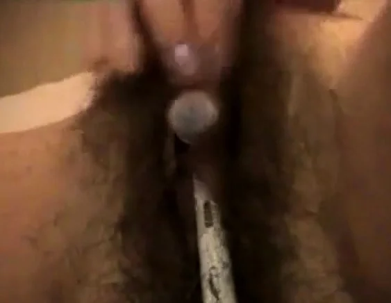 Hairy girls toothbrush wank with young guy