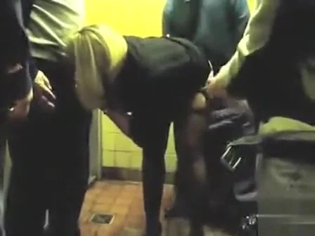 Dogging wife gangbanged in a bathroom