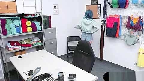 Punk shoplifter teen 18+ caught and fucked by a mall cop