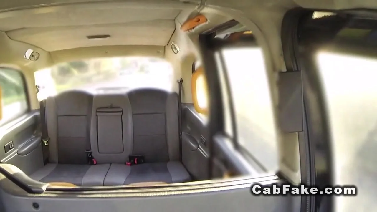 Wild blonde getting big cock in a cab
