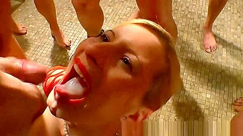 Cum swallowing milf slut swallows hot cum