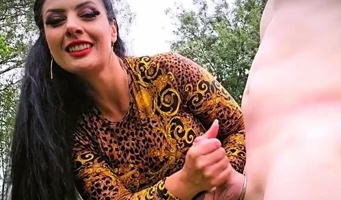 Outdoors cock slapping and ruined orgasms, Matriarch Ezada