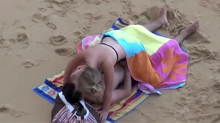 Sexy beach girl in wet crumpled bikini