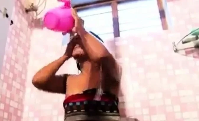 Young girl bathing