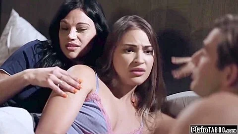 Mona Azar - Stepmom N Stepson Lick And Fuck His New Small Tits Roommate
