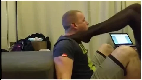 German Mistress In Nylon Stockings Makes Her Sexy Male Slave Swallow Her Foot