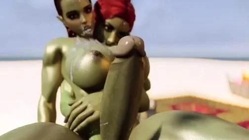 Curvy Goblin Milks All Cum Out Of Futanari Orc's Huge Cock
