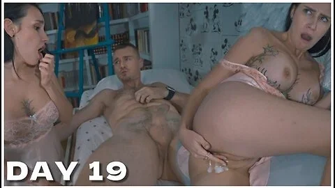 Day 19 - Stepmom Handjob In Stepsons Room And Shares Bed With Cum In Pussy