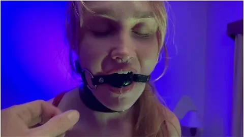 Drooling Ballgaged Girl In Suspension Shibari Bondage