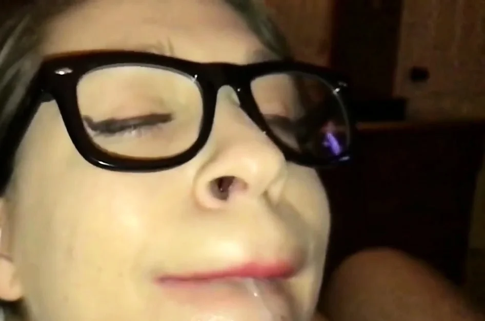 Homemade cum on tongue and swallow