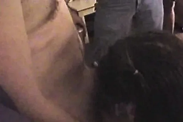 Naughty young babe with a superb ass gets nailed by a group of studs