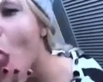 Public deepthroat and walk with cum on face biiitch