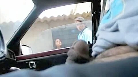 Man from the car flashes his dick to the public