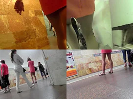 Amateur auburn girl shows g-string in candid upskirts