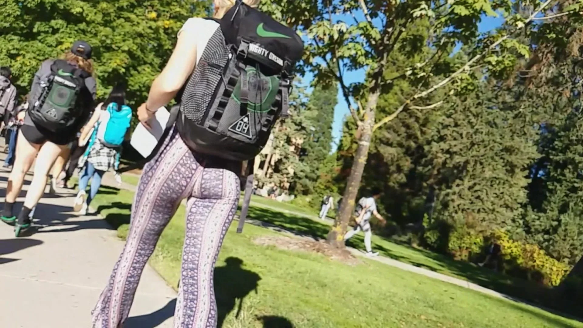 Blonde College Athlete in Tight Leggings