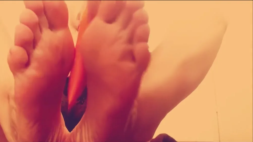 Dirty talk with foot massage, toes and soles close up
