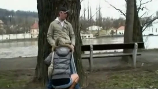 Beautiful blonde gets fucked in public park
