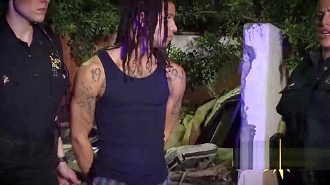 Police babe raid and detain black stud