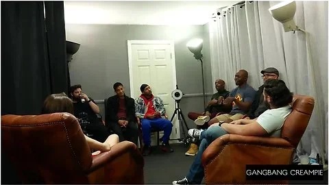 GangbangCreampie - Smokin Hot Brunette Babe Joins In A Gangbang And Gets Anal Creampie