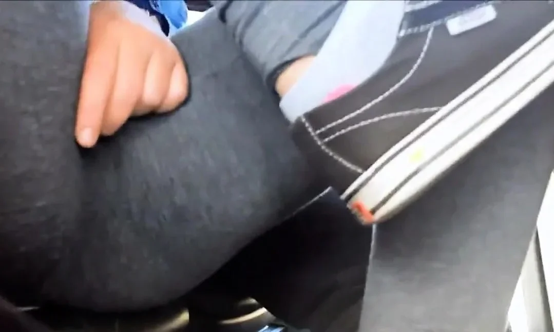 naughty teen rubs pussy on bus