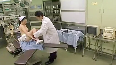 Japanese doctor and his nurse fuck in the medical department