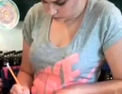 Big boobs on hot blonde cashier