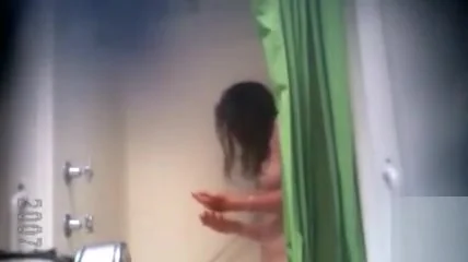 Cutie takes a shower and puts on her underwear