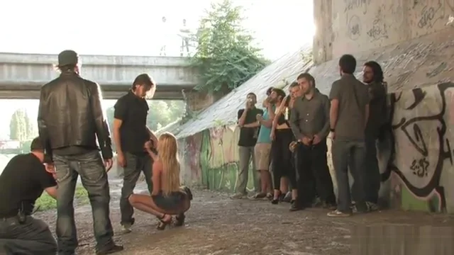 Blonde fucks outdoor and in public bus