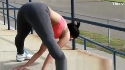 Athletic Big Black ASS Stretching