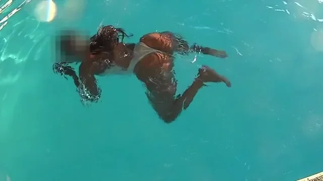 See-through White Swimsuit In Public Pool