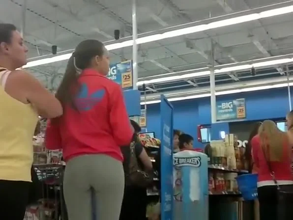 Hot ass teen 18+ in tight gray pants