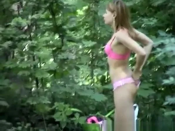 Hooker caught changing her clothes in forest