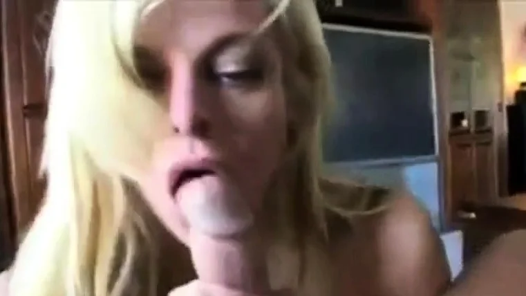Skinny blondie gf giving bj and rimming POV