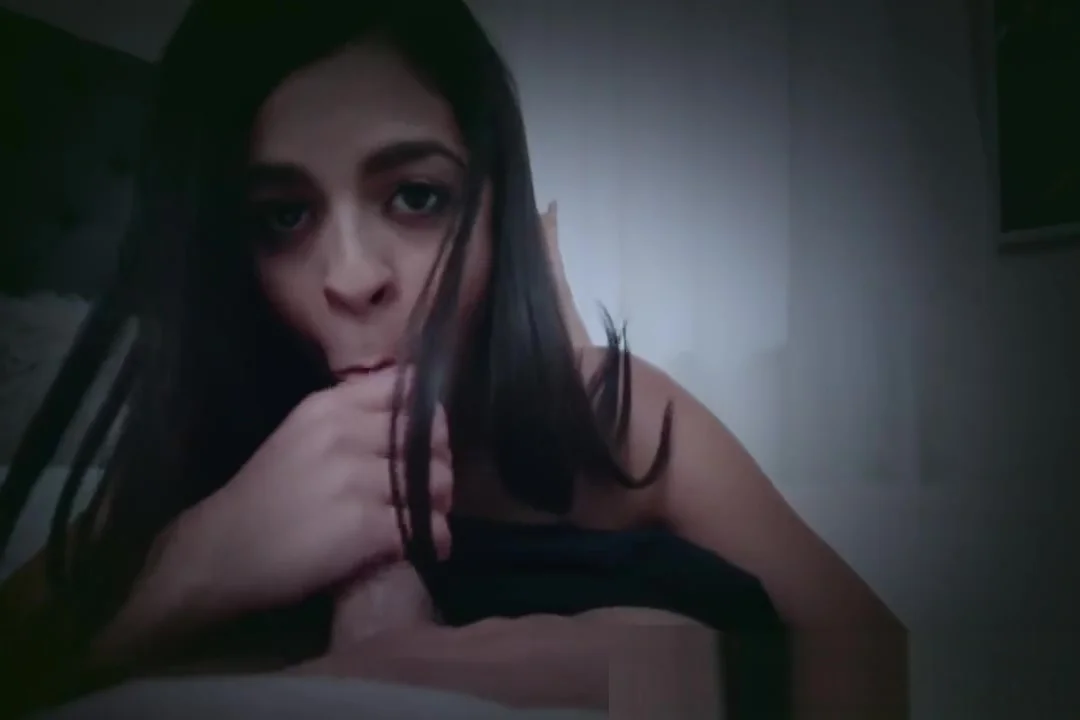 Ebony teenager 18+ sucking and tugging pov