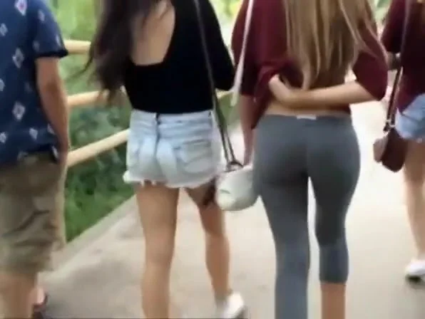 Long hair teens 18+ in jeans shorts and leggings