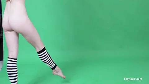 Young Brunette Gymnast Spreading Legs With Anna Mostik