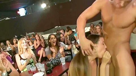 Crazy CFNM babe facialized at stripper party