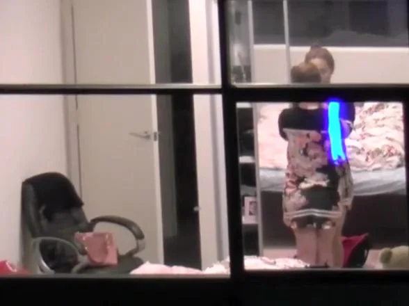 Asian teen 18+ spied through the window