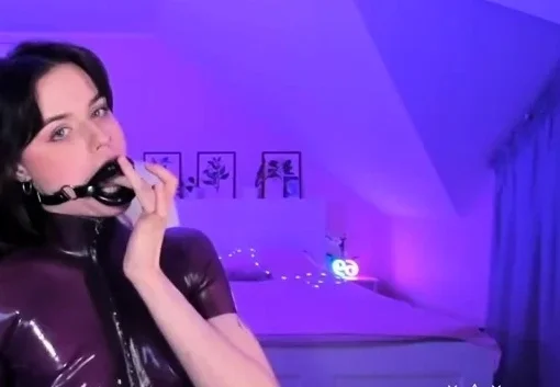 Latex slim super hot teen BDSM toys playing