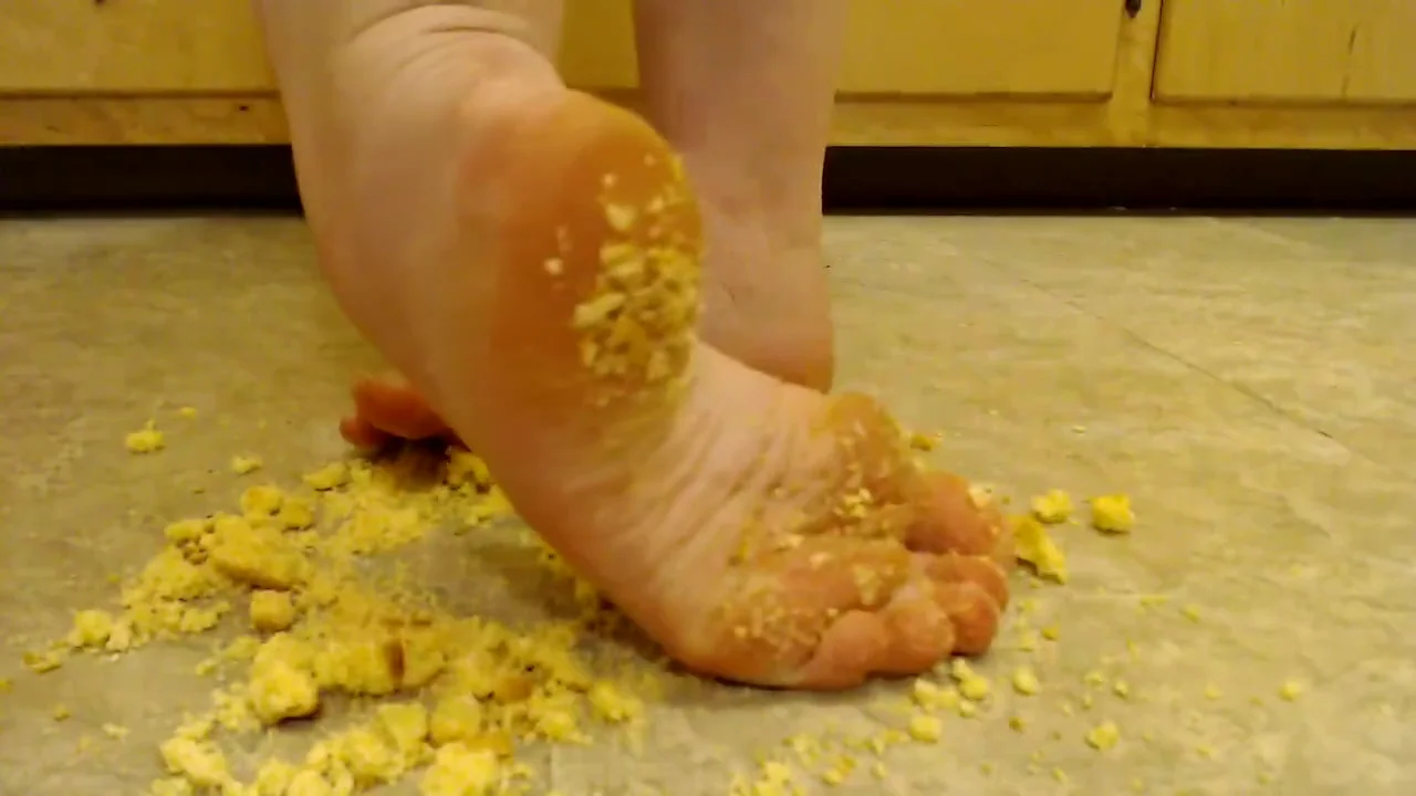 Dreena Rogue Crushing Tiny Hard Corn Muffins with Her Strong Feet