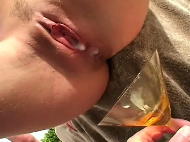 Blonde in a gangbang gets banged and shows her creampie afterword