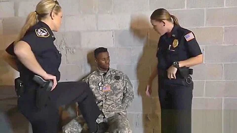 Bogus soldier makes his cock hard for milf cops to ride like pros