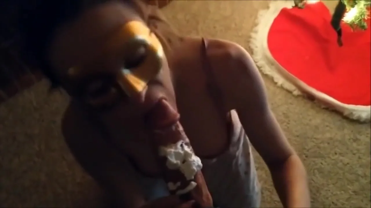 XXXmas big dick amateur blowjob with whipped cream and deep throating