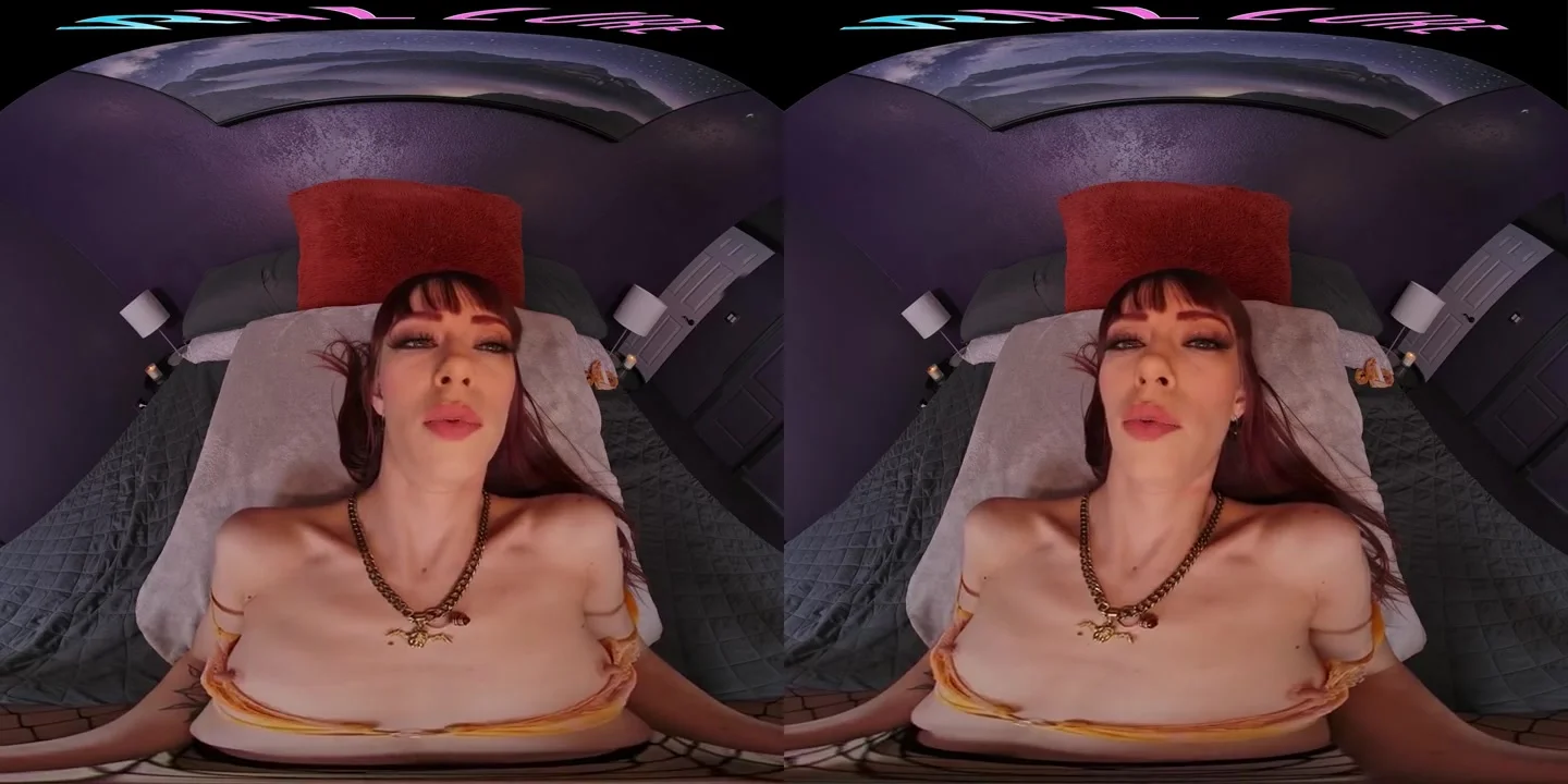 Tiny redhead rides her male sex doll in virtual reality