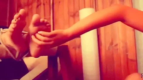 foot tickling relaxes hot brunette (private soon)